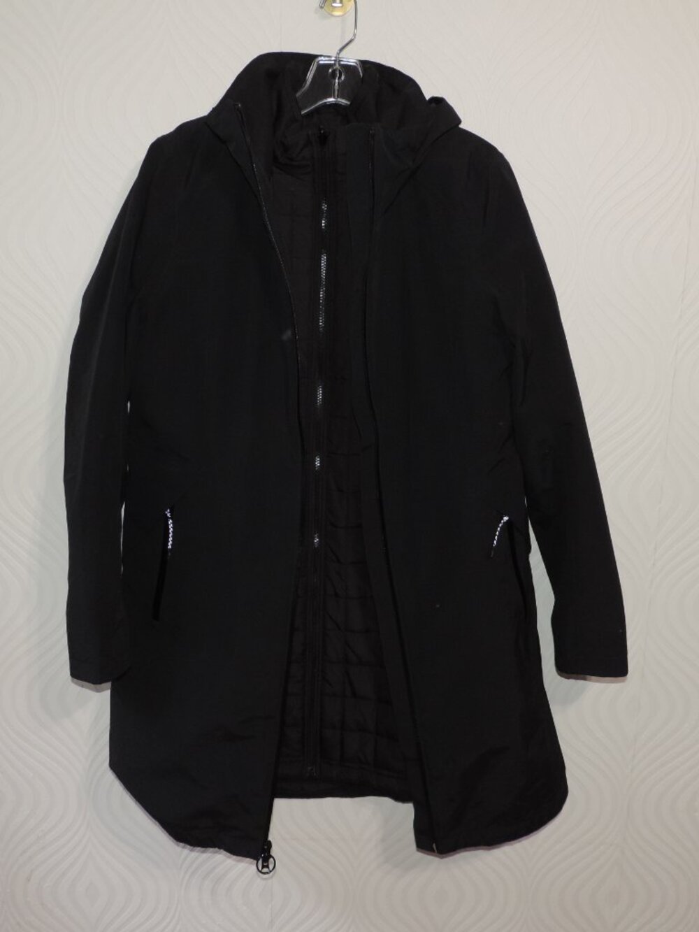 LANDS' END 3 in 1 Women's Squall Jacket / Down Coat sz M Tall Black